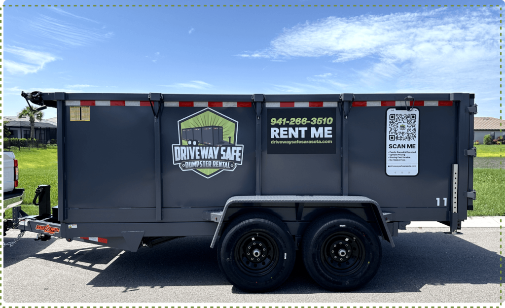 construction dumpster rental Whitfield FL driveway safe placement